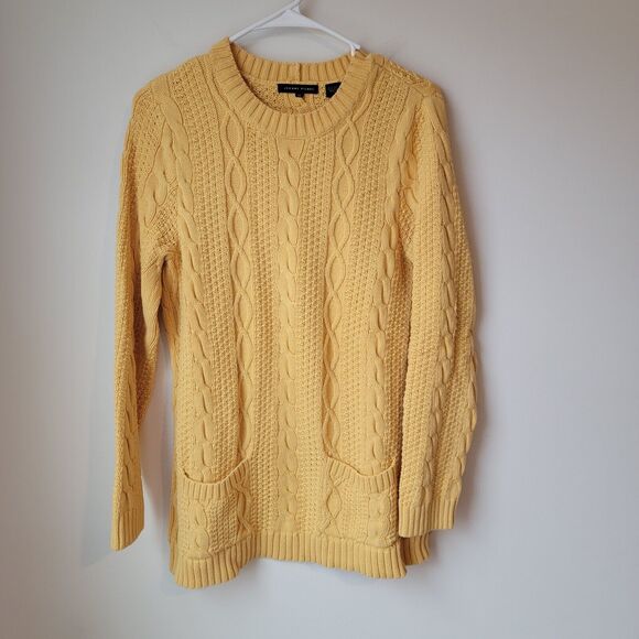 Jeanne Pierre Sweaters - Vintage Jeanne Pierre Womens Sweater Medium Mustard Yellow Fisherman Cable Knit